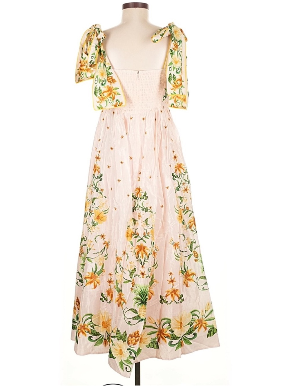 Farm Rio Pink Botanical Beauty Shoulder Bow Midi Dress M - Picture 6 of 16
